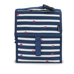 Packit Freezable Lunch Bag Hearts Navy White stripes